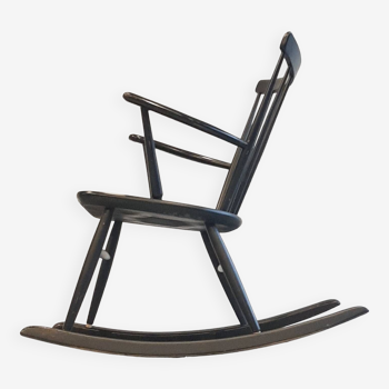 Rocking Chair Noir par Roland Rainer 1960
