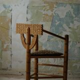 Carved monk's chair in solid oak, Wabi Sabi, Swedish, early 20th century.