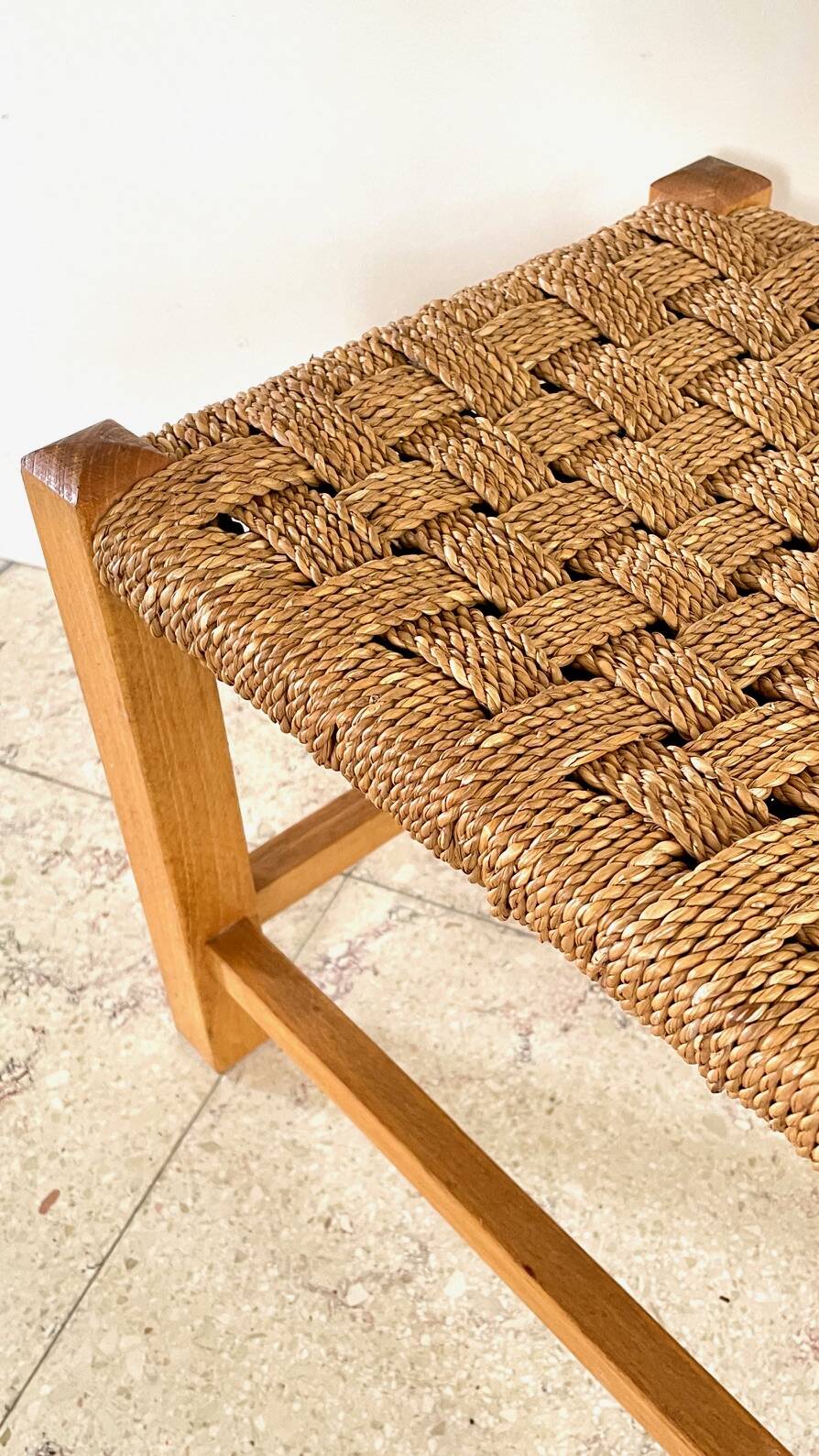Stool bench wood and rope vintage bohemian spirit