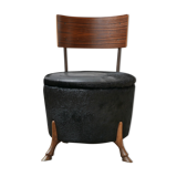 Chaise occasionnelle anglaise unique inhabituelle de la jambe de cheval en bronze du milieu du siècle