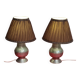 pairs of tin lamps and pleated lampshades h40x26 electricity to super condition standards