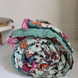 Large reversible cotton velvet quilt with patterns and plain