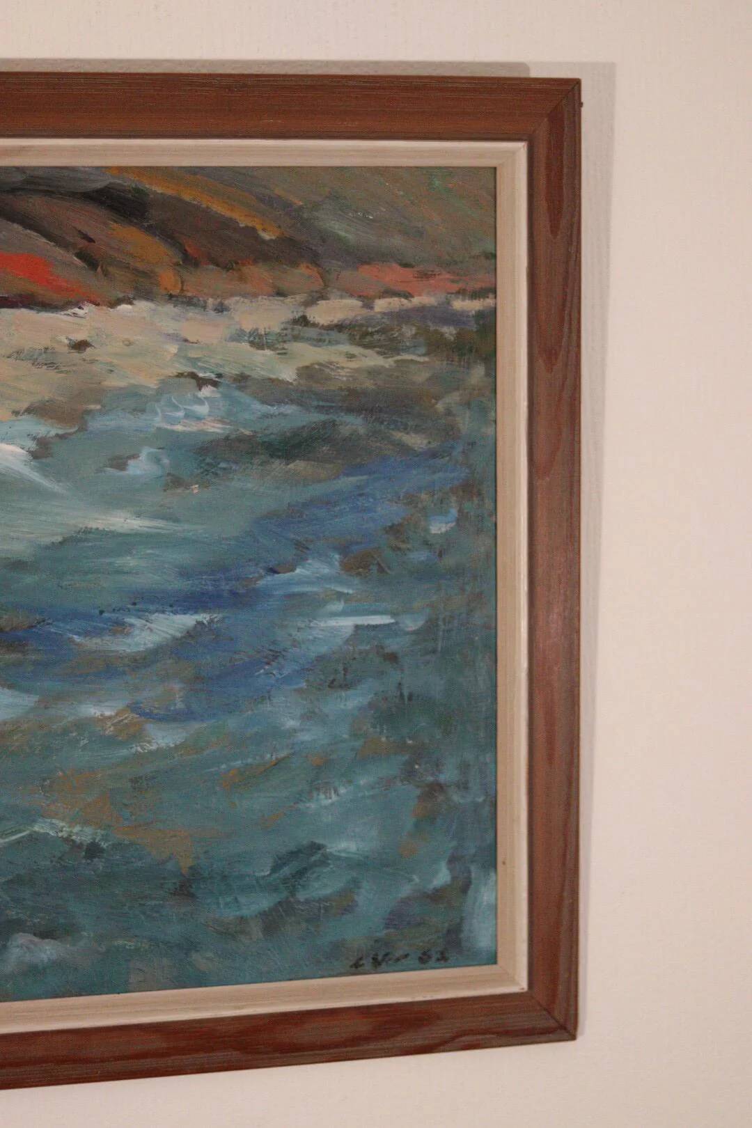 Original Mid Century Swedish Oil on Panel – “Seashore” by LV 1962 – Signed