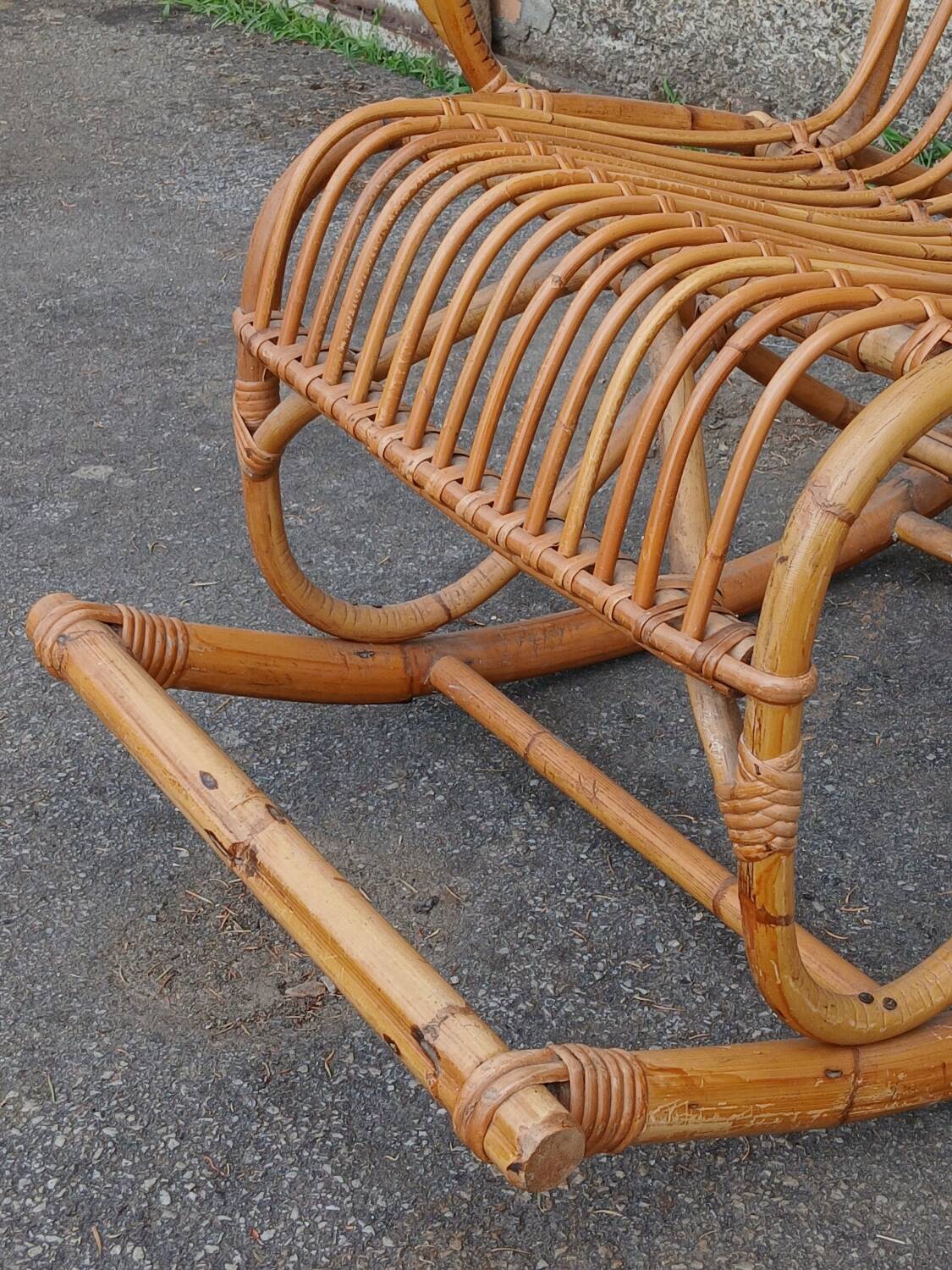 Rocking-chair en rotin , années 50/60