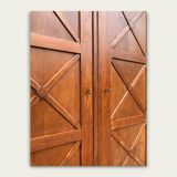 Vintage solid oak cross-braced wardrobe 1940
