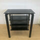 High black metal shelf with 3 tempered glass shelves