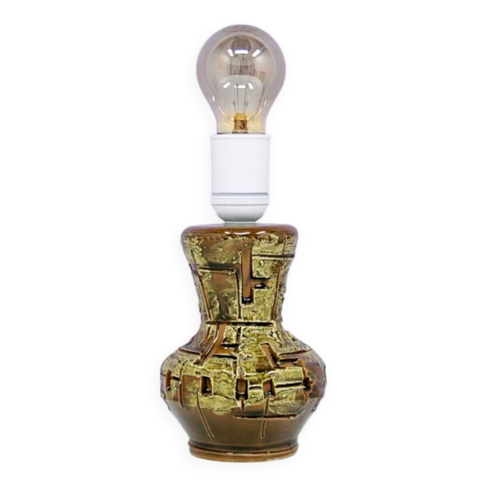 Vintage green & brown ceramic table lamp