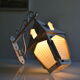 Vintage 1950 wall lamp lantern in wrought iron and glass