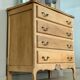 Commode bois brut vintage fleuri relooké