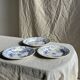 Set of 3 blue plates from Gien pottery, Fleurette model, D22.5.