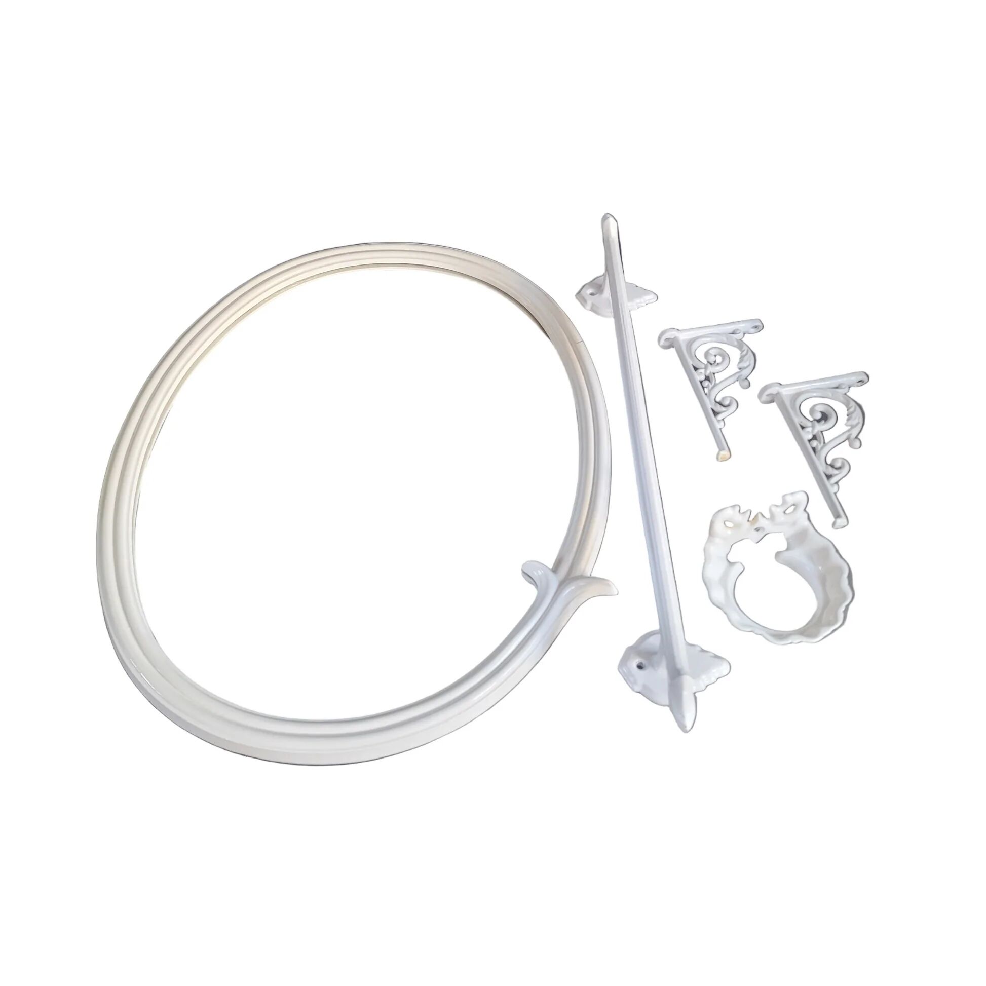 White enameled cast iron bathroom set