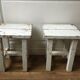 Stools, patinated wooden bedside tables