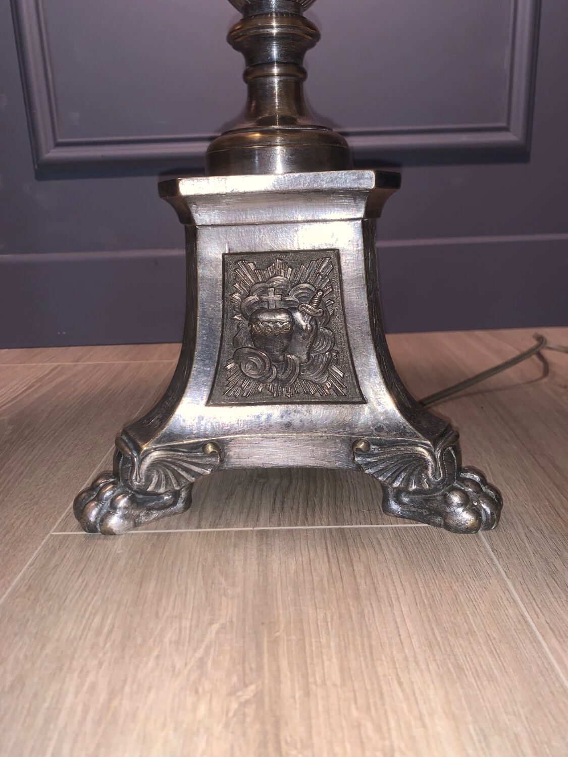 Silver-plated candle holder lamp - 19th century - antique