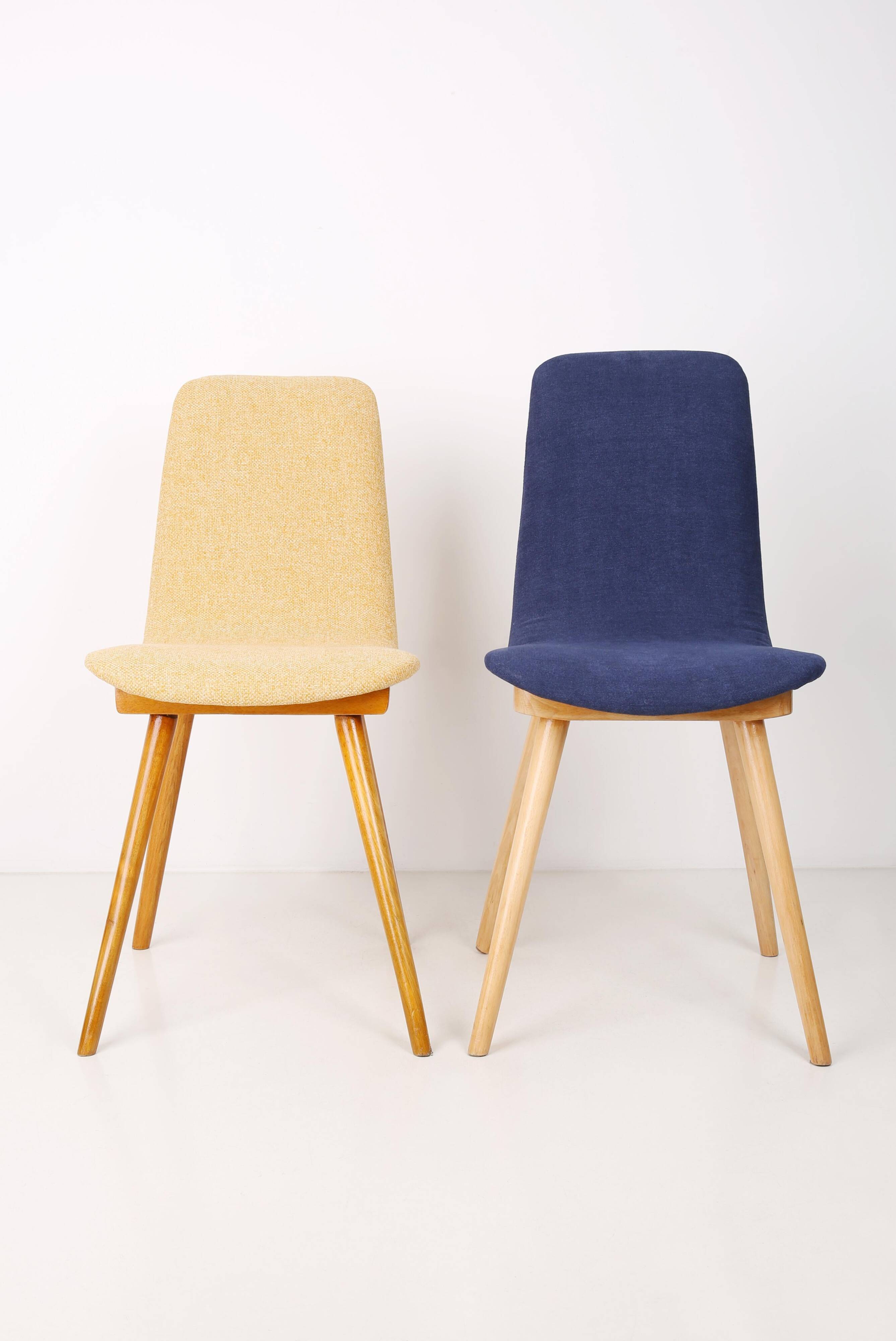 Mid-Century vintage navy blue chair, Fameg factory, Poland, 1960s