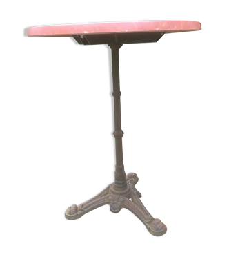 Table bistrot ronde pieds fonte plateau marbre rose | Selency