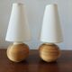 Pair of vintage lamps in rattan and ceramic