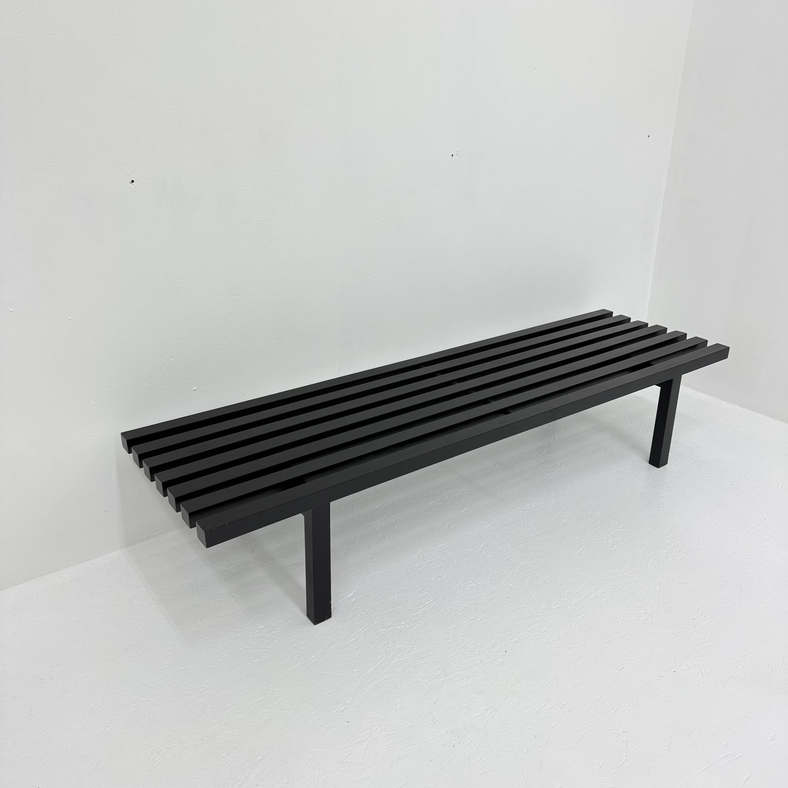 Mid-century slatted wooden bench Martin Visser style , 1970’s