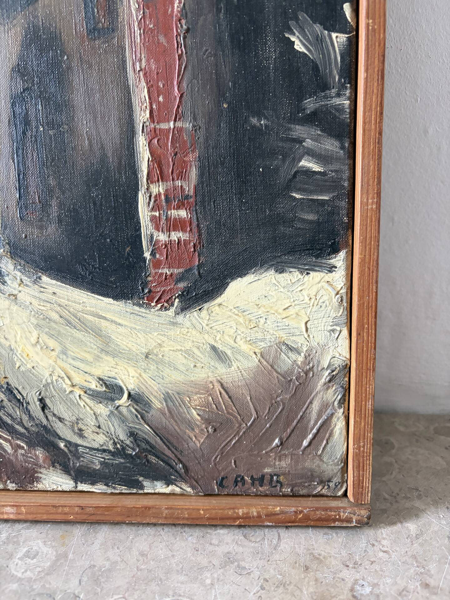 Hiver dans la rue, huile sur toile signée