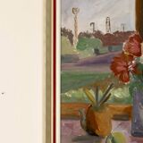 Original  Mid-Century Oil On Board Painting" Still Life with Flowers "--Vintage & Framed