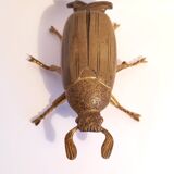 Ashtray with lid in the shape of a beetle in gilt bronze