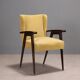 Fauteuil vintage en tissu, mousse et bois, design italien, années 1960