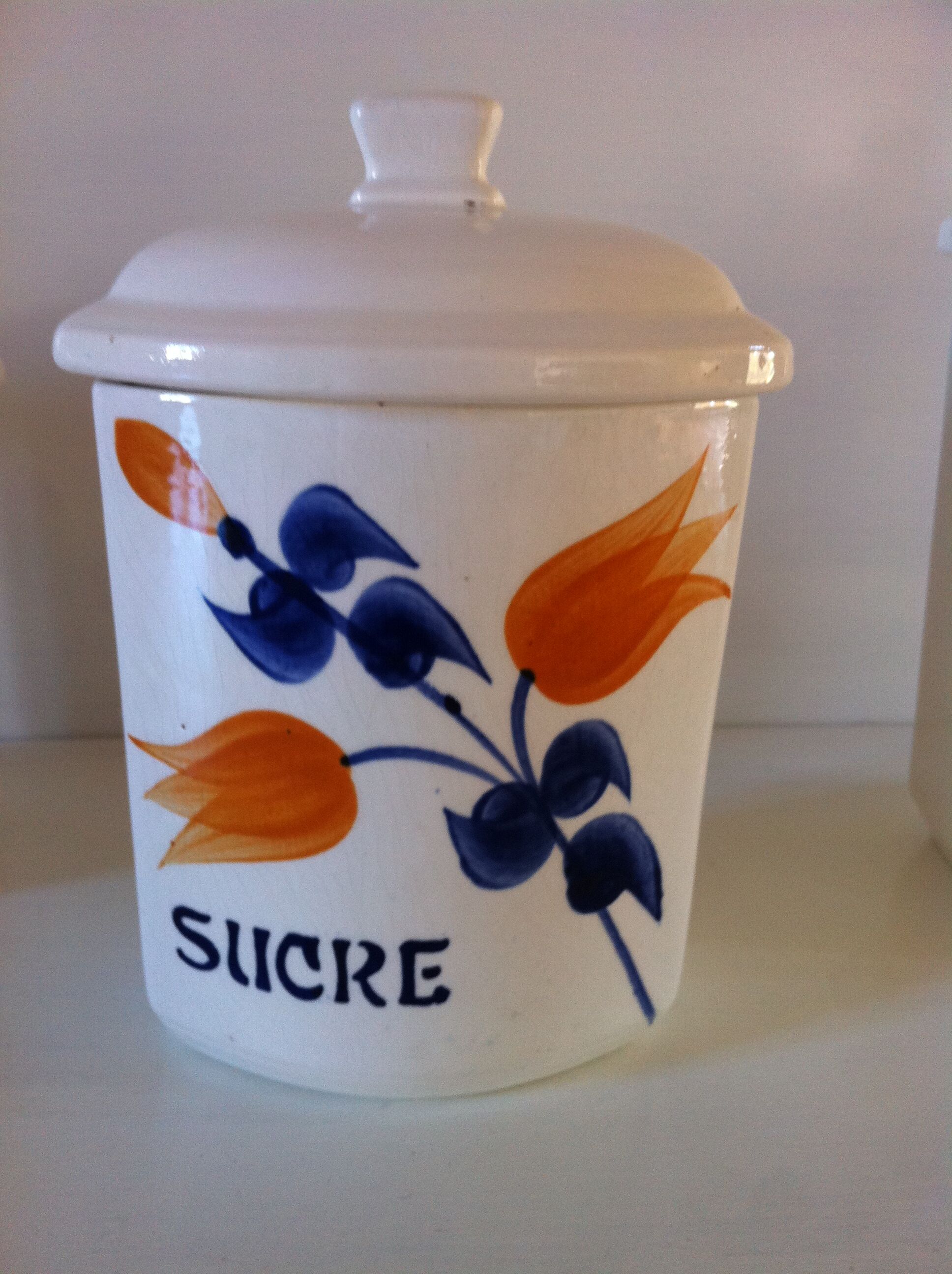 Set of old Givors ceramic spice pots