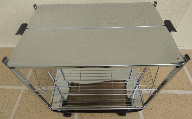 Vintage 50s Textane style rolling and folding trolley on its large