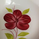 4 assiettes creuses anciennes, modèle "Géraldine" fleurs rouges et vertes
