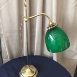 Lampe de bureau lampe d'appoint lampe de lecture quinquet laiton tulipe opaline