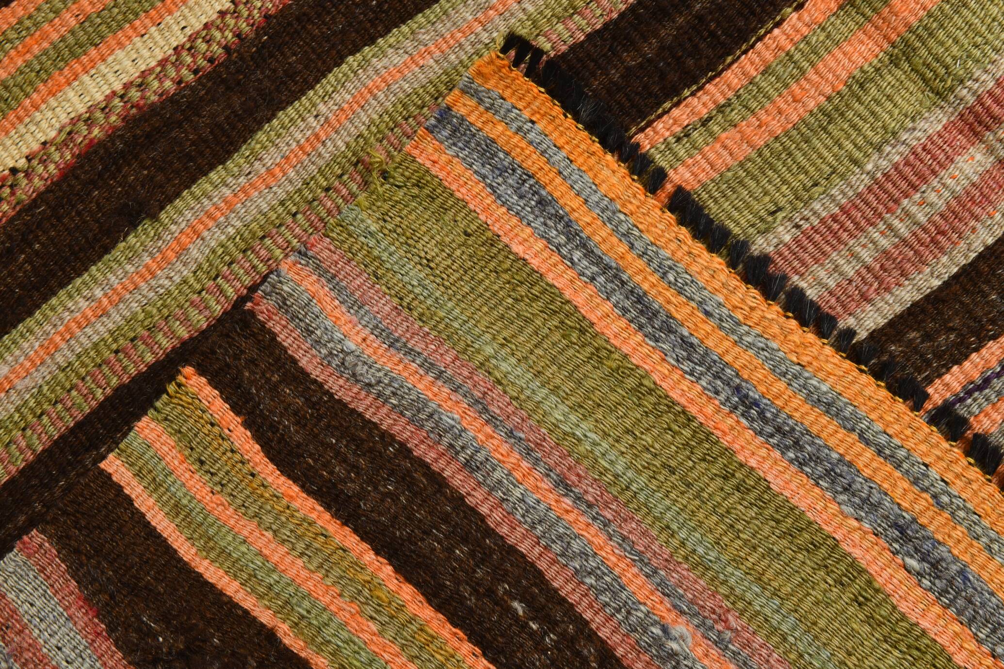 Tapis kilim turc anatolien rayé 5x7, 139x215 cm