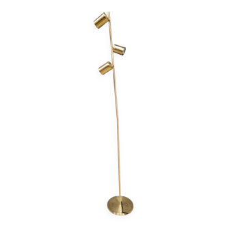 Golden floor lamp with 3 spots