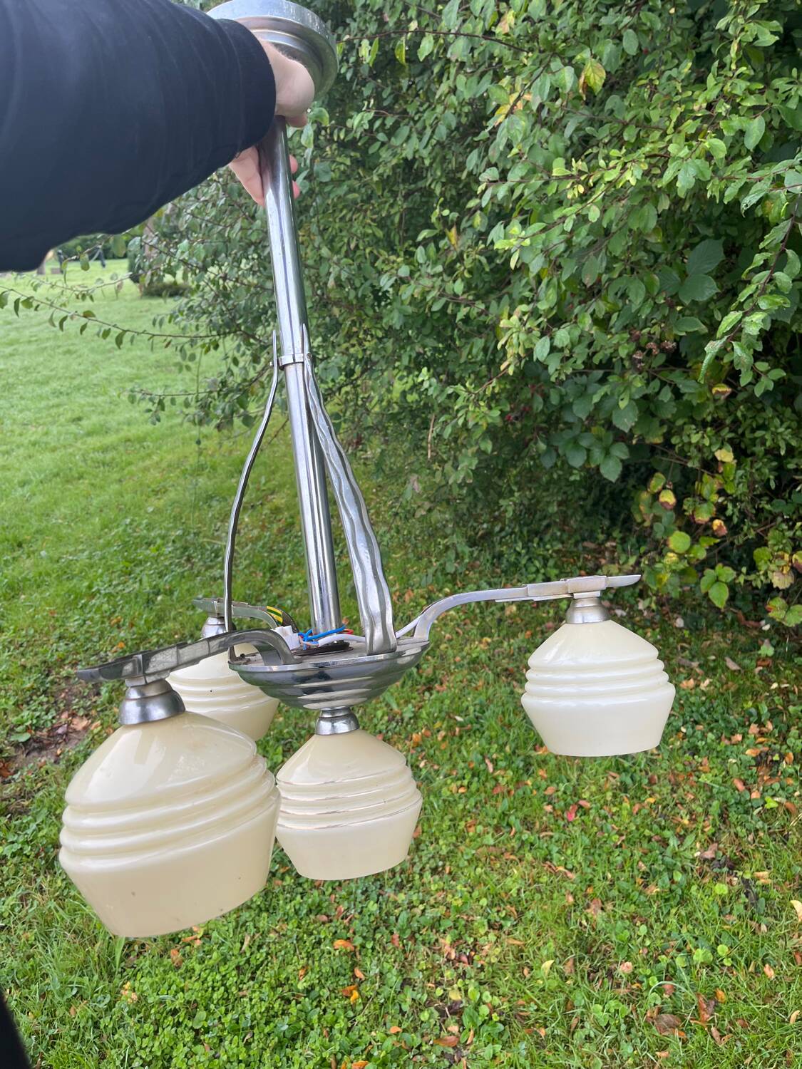 Art Deco 4-flame chandelier