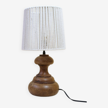 Small wooden lamp and its rope lampshade.