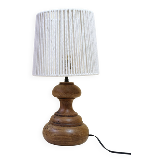 Small wooden lamp and its rope lampshade.