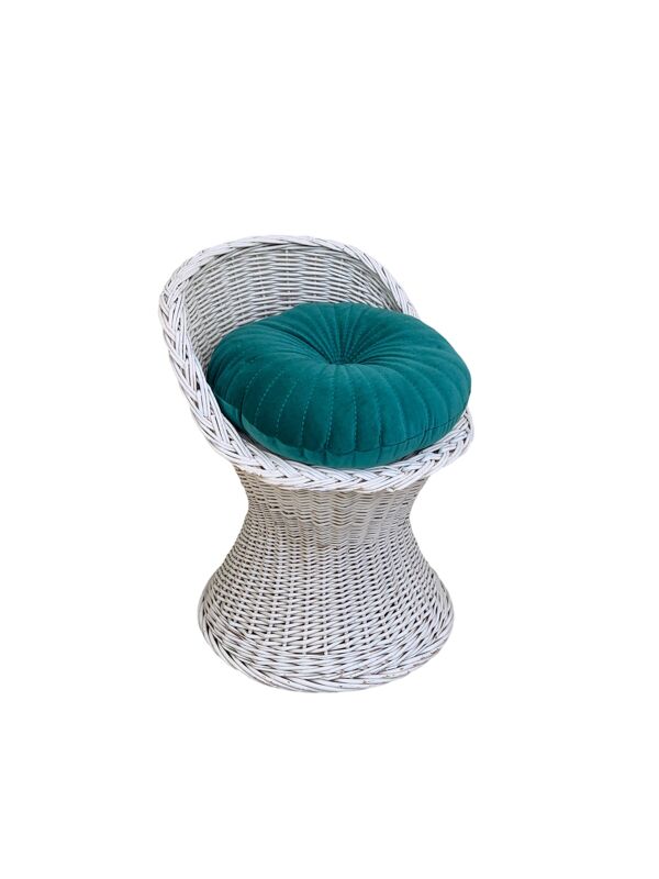 Tabouret vintage osier tressé 1950