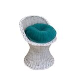 Vintage woven wicker stool 1950