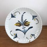 Flat Plate or Small Round Porcelain Dish Signed Nelly Abstract Flower