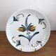 Flat Plate or Small Round Porcelain Dish Signed Nelly Abstract Flower