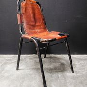 Set of 3 leather Bauhaus chairs by DalVera, Charlotte Perriand style, 1950.
