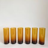 Set of 6 amber tube glasses