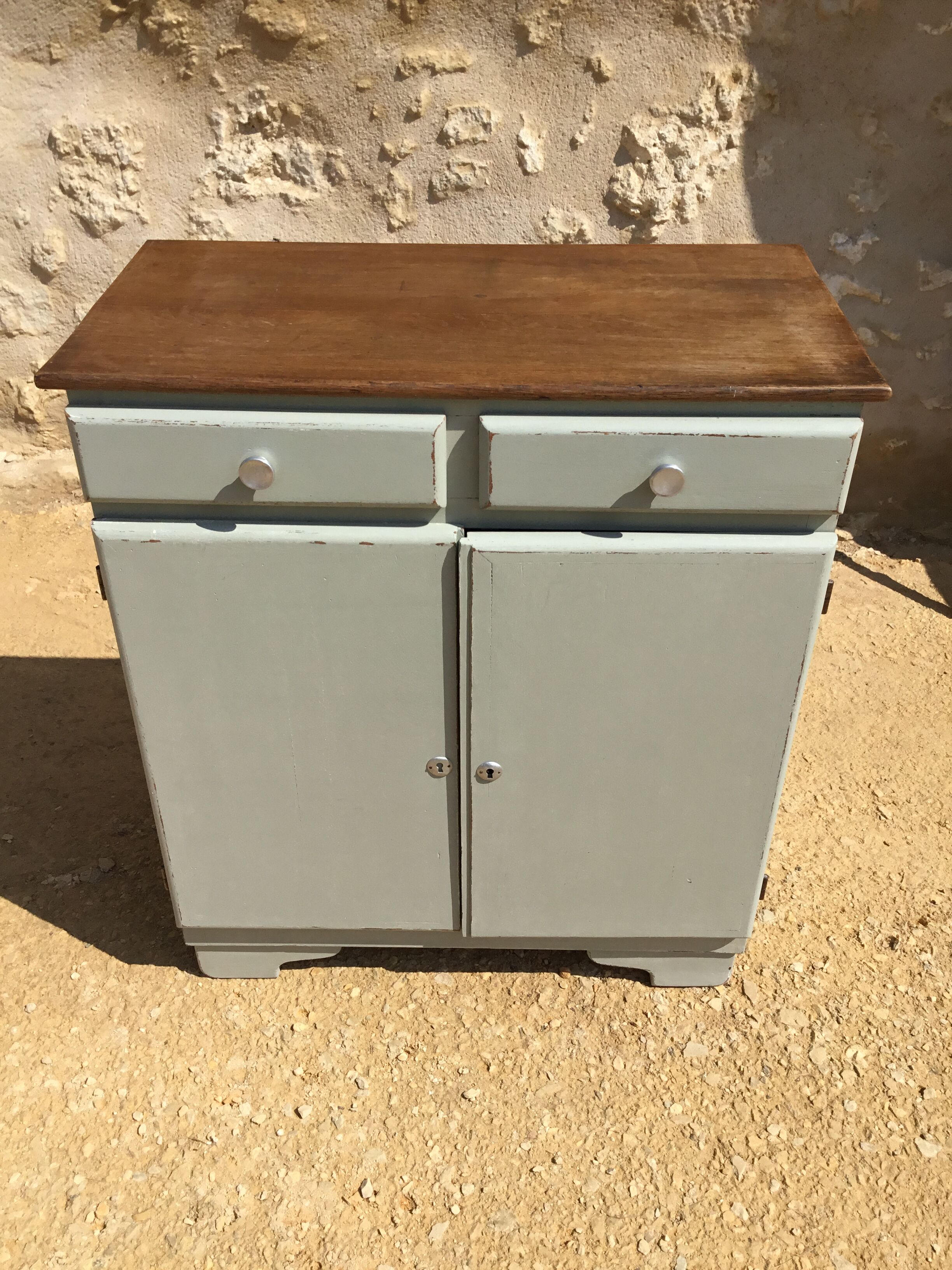 Sideboard in patinated oak and waxed top in natural wood