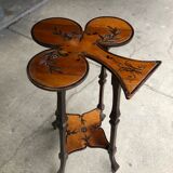 Art nouveau table with a pyrograved decoration