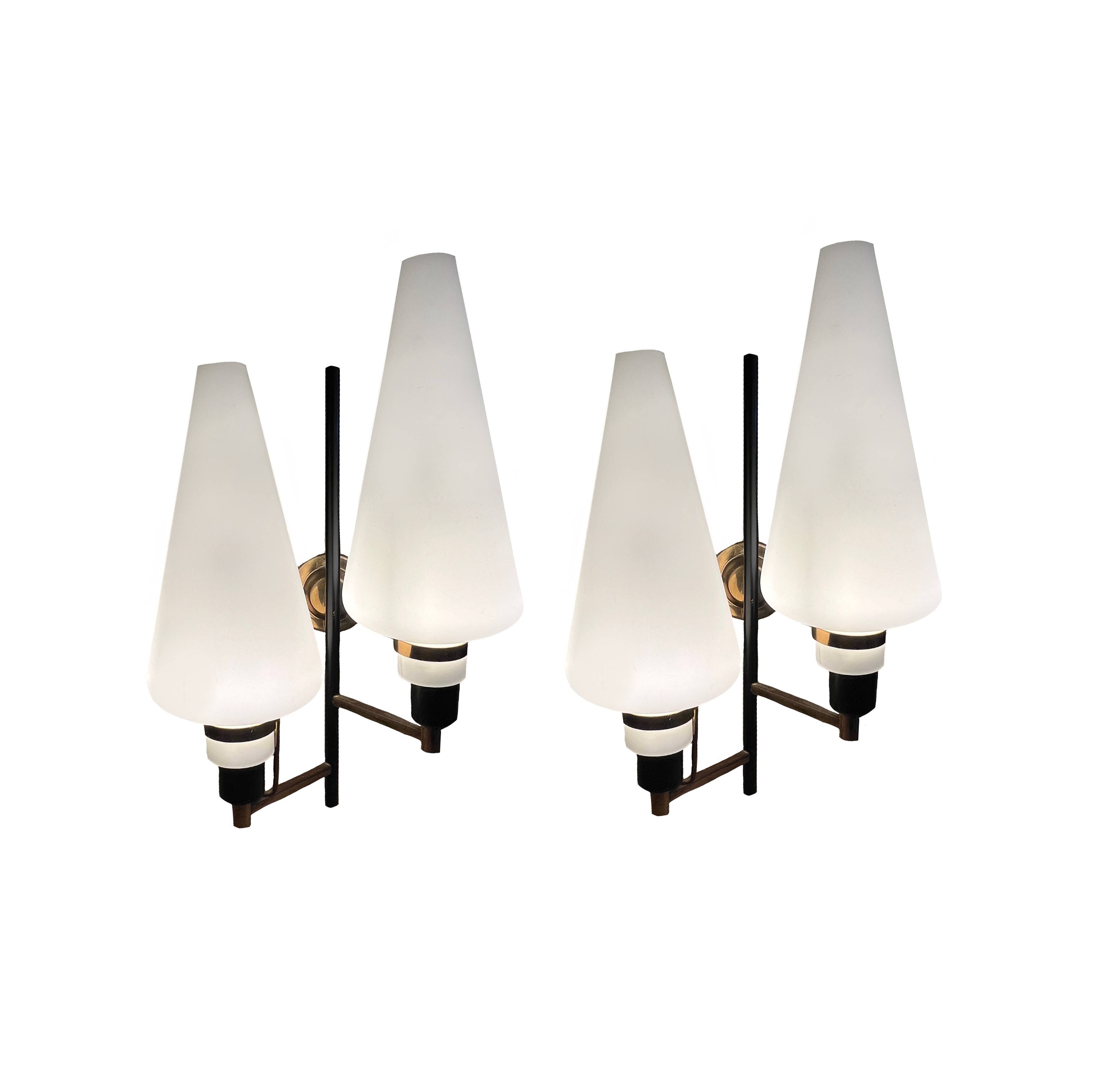 Pair of large Italian wall lights, 1950s