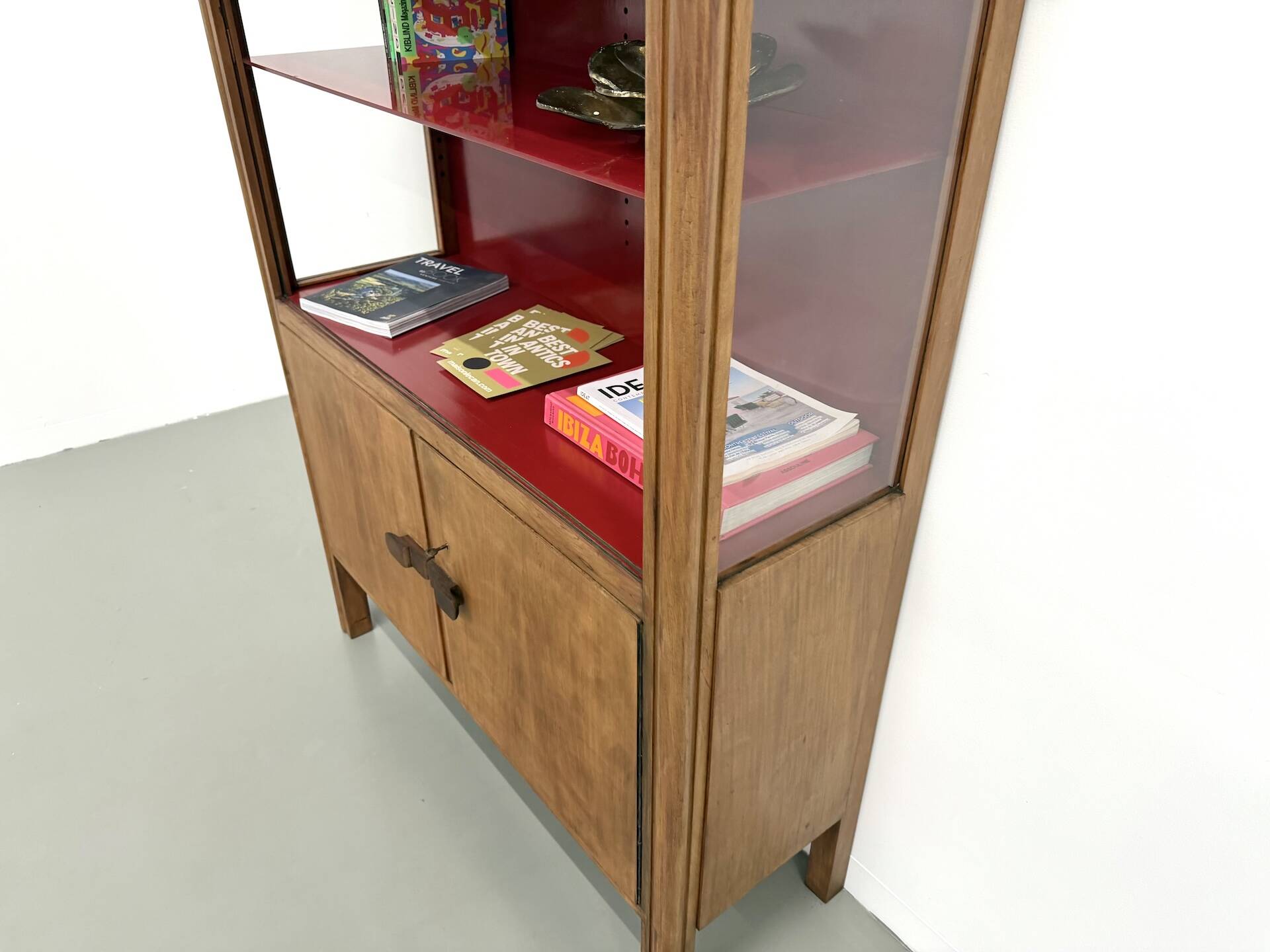 1950s Brazilian modernist library in exotic wood and lacquer.