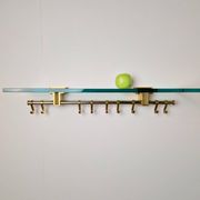 Brass and Glass R14G Wall-Mounted Coat Rack from Peter Ghyczy, 1980s