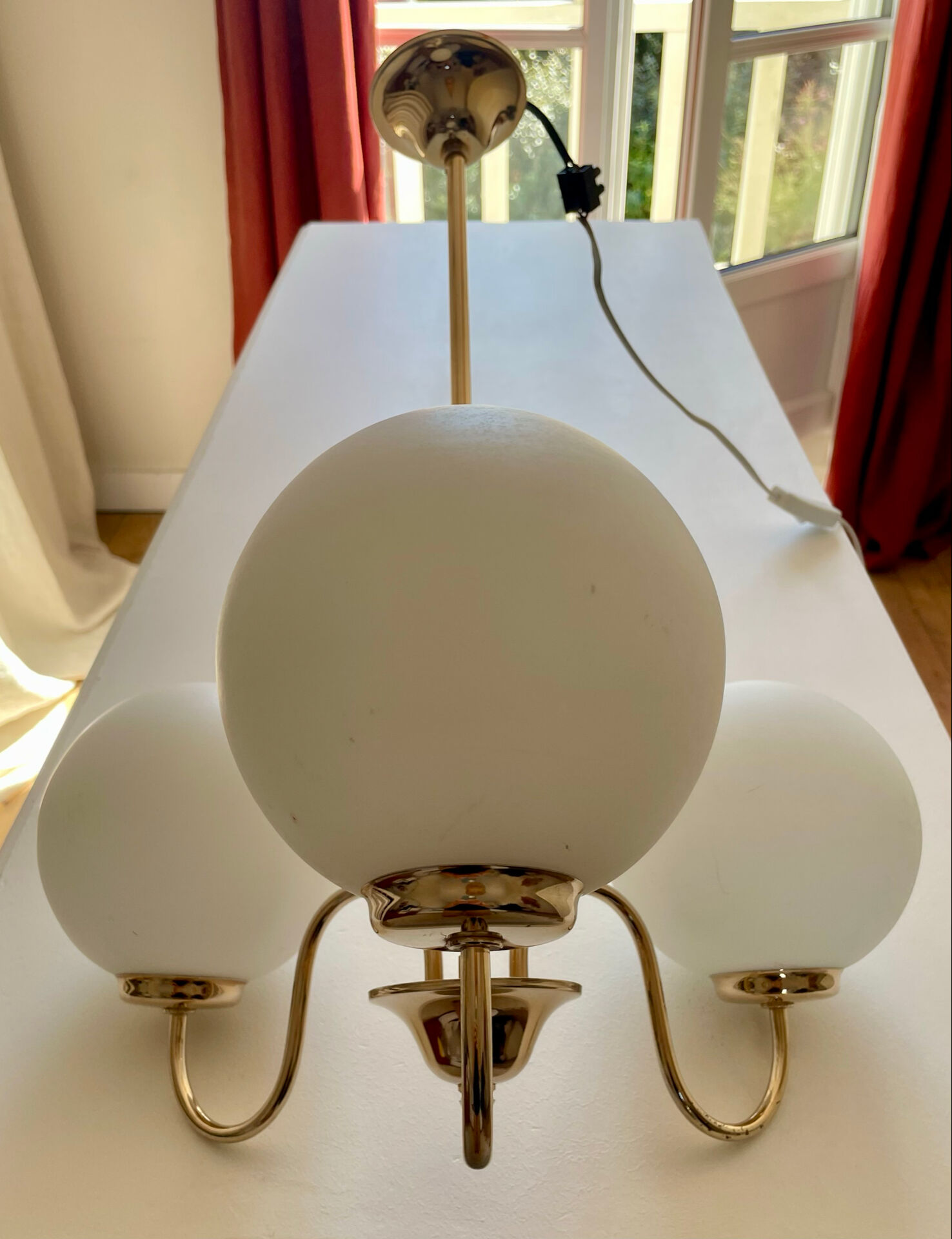 Lustre laiton opaline vintage