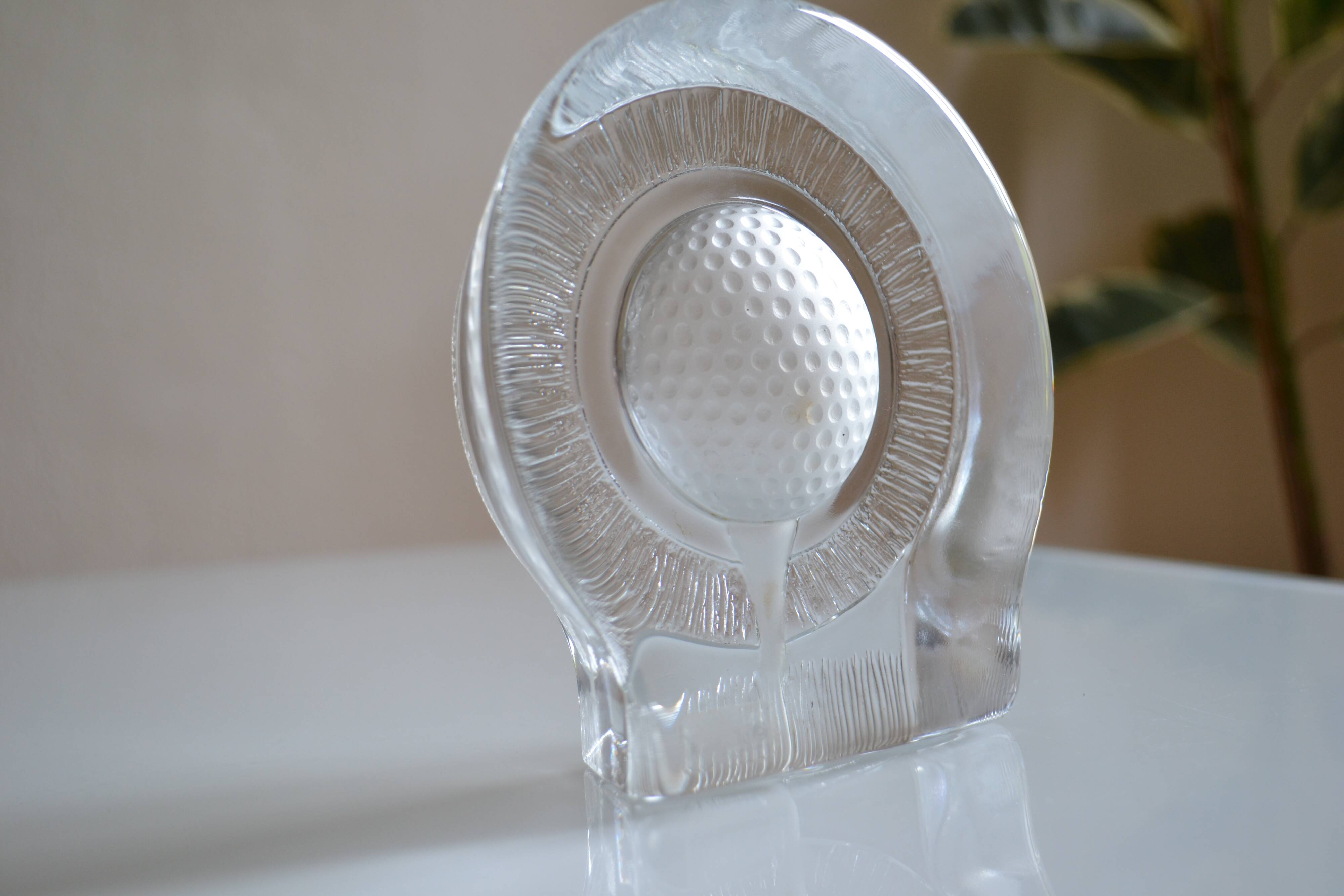 Golf crystal pocket emptier or paperweight by Nybro of Sweden