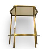 Table d'appoint italienne demi-hexagonale en laiton des années 1970.