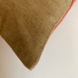 Coussin en drap de cachemire 1970 réversible lin ancien 60x40