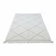 Small white Moroccan rug with diamond patterns